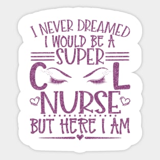 Super Cool Nurse Pink Glitter Gift Sticker